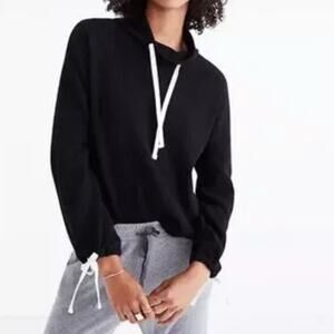 Miles by Madewell Women's Funnel Neck - Tie Sleeve Sweater Black Size Small